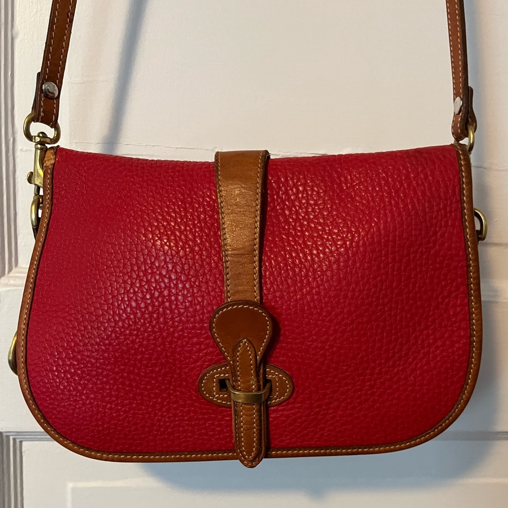 Vintage Dooney & Bourke Red and Brown Crossbody Bag